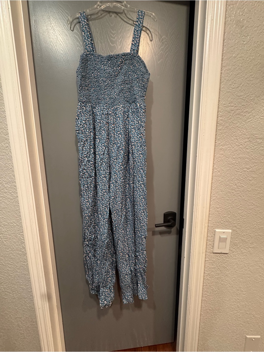 Dokotoo Blue Ditsy Floral Smocked Bodice Jumpsuit - Picture 4 of 4